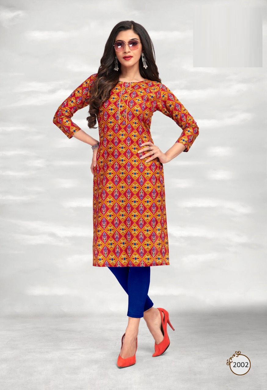 Traditional 2 Cotton Regular Wear Printed Designer Kurti Collection